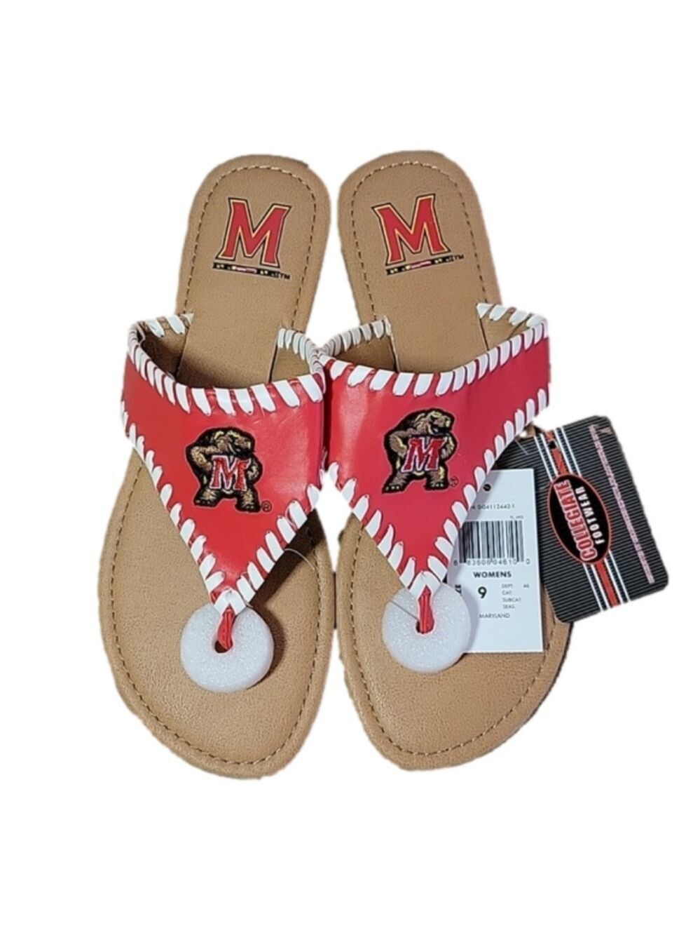 UMD Terp Vegan Leather Flip FlopSandal Size 9 NWT